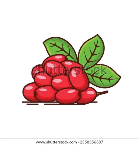 A Bunch of Red Berberine Fruit Icon- Vibrant Vector Illustration Royalty-Free Stock Photo #2358356387