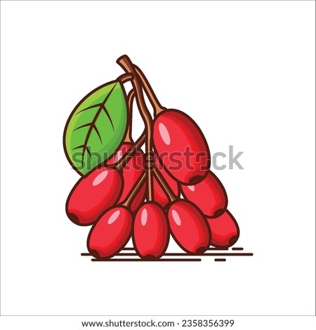A Bunch of Red Berberine Fruit Icon- Vibrant Vector Illustration Royalty-Free Stock Photo #2358356399