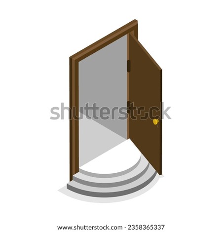 3D Isometric Flat Vector Set of Doors. Item 4