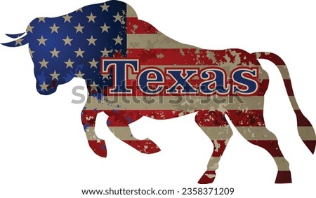 Wild buffalo bull and American Flag