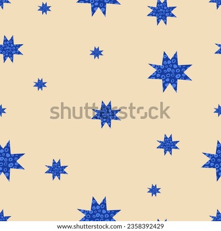 Vector Christmas greetings seamless pattern. Winter holidays design elements. Golden star - traditional xmas attributes.