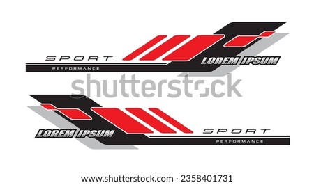 Wrap Design For Car vectors. Sports stripes, car stickers black color. Racing decals for tuning. Royalty-Free Stock Photo #2358401731
