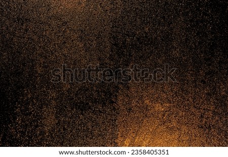 Black dark orange red brown shiny glitter abstract background with space. Twinkling glow stars effect. Like outer space, night sky, universe. Rusty, rough surface, grain. 