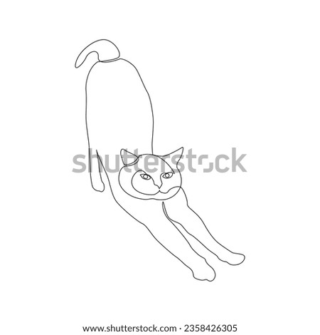 Continuous one line drawing of cute cat out line vector art drawing minimalist design