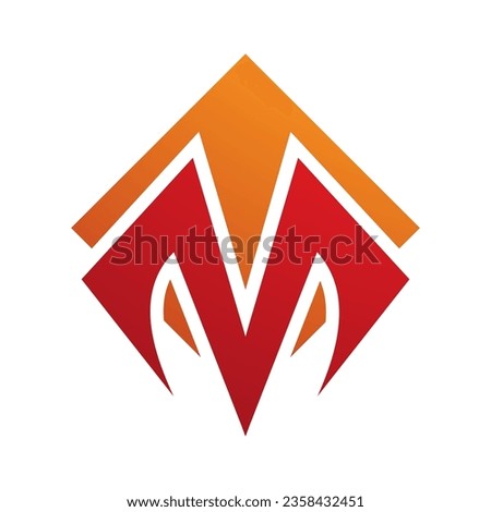 Orange and Red Square Diamond Shaped Letter M Icon on a White Background