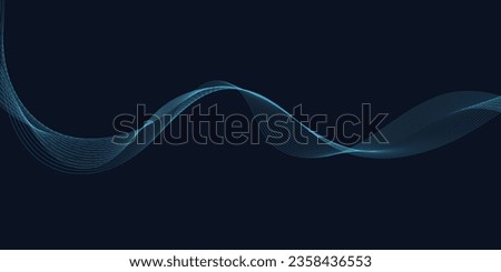 Abstract blue wave elements on blue background. Abstract wave element for social media and web sites. Wave with lines created using blend tool. Curved wavy line, smooth stripe.