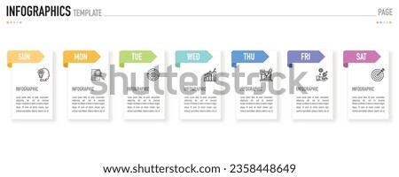 Rectangular paper origami infographic template or element with 7 days, step, process, option, colorful rectangle, ribbon, square, button, minimal, modern style for sale slide, schedule, calendar, web Royalty-Free Stock Photo #2358448649