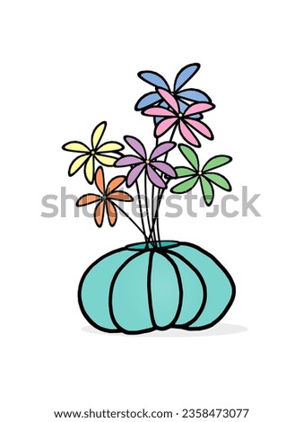 Pumpkin filled with Spring flowers