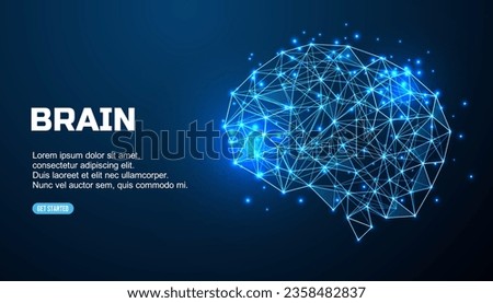 Brain. Low poly abstract digital human brain. Neural network. IQ testing, artificial intelligence Royalty-Free Stock Photo #2358482837