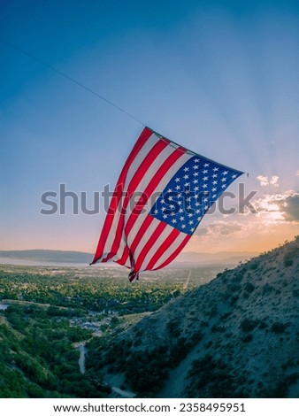 The Suns Rays Illuminate the American Flag