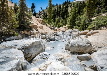 Overlook of Bumpass Hell hydrothermal area at Lassen Volcanic National Park, California, USA Royalty-Free Stock Photo #2358520507