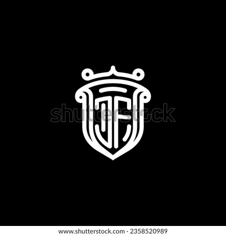 JF shield initial monogram with high quality professional design that will print well
