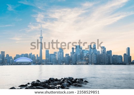 Beautiful view of Rogers Centre and CN Tower in Toronto, Canada Royalty-Free Stock Photo #2358529851