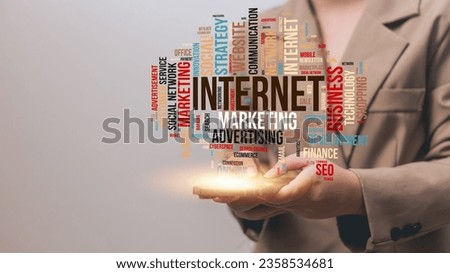 Internet marketing concept on virtual screen. Business, internet and technology concept.