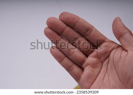 An isolated asian hand on the white background.