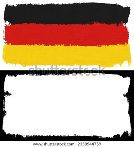 Flag of Germany paint brush stroke texture isolated on white background with clipping mask (alpha channel) for quick isolation.