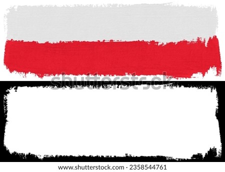 Flag of Poland paint brush stroke texture isolated on white background with clipping mask (alpha channel) for quick isolation.