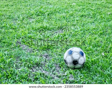 A soccer ball on a field of green grass