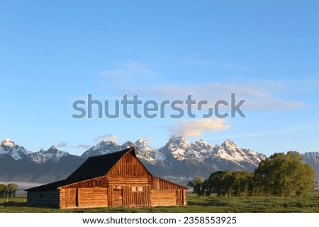 Beautiful picture of Historic T.A. Moulton Barn in Grand Teton National Park, Wyoming taken at sunrise. 