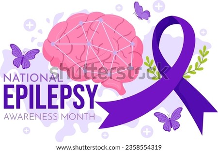 Epilepsy Awareness Month Vector Illustration is Observed Every Year in November with Brain and Mental Health in Flat Cartoon Purple Background