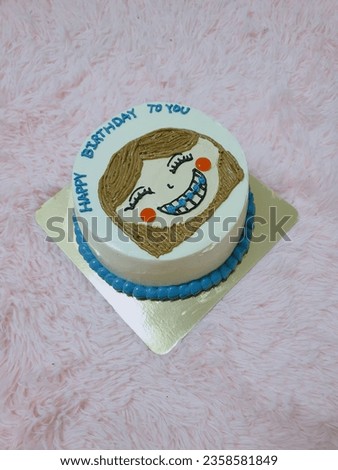 white birthday cake cartoon woman
