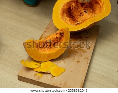 pumpkin on a wooden board