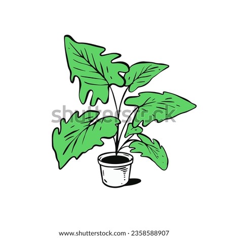Flat botanical plant. Colorful cartoon style vector illustration.