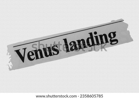 Venus landing - news story from 1975 UK newspaper headline article title Royalty-Free Stock Photo #2358605785