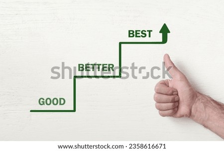 Human hand making thumb up sign. Good. Better. Best Royalty-Free Stock Photo #2358616671