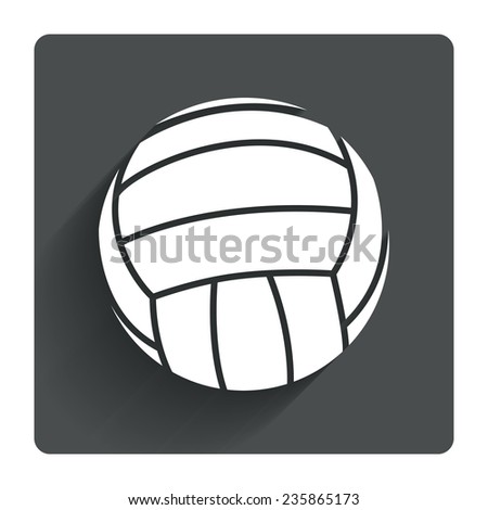 Volleyball sign icon. Beach sport symbol. Gray flat square button with shadow. Modern UI website navigation. Vector