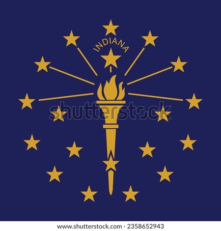 The flag of Indiana. Flag icon. Standard color. A square flag. Computer illustration. Digital illustration. Vector illustration.