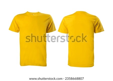 Plain yellow t-shirt mockup template isolated over white background Royalty-Free Stock Photo #2358668807