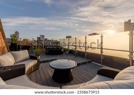Loft apartment with roof terrace  Royalty-Free Stock Photo #2358673915