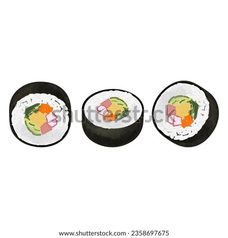 Logo Illustration of Traditional Korean Food Gimbap or Kimbap Royalty-Free Stock Photo #2358697675
