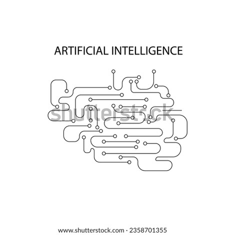 Artificial Intelligence vector Brain circuit board ai tech concept dot line elements icon