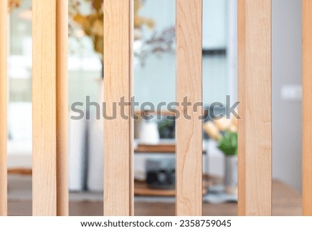 vertical wooden wall, partition vertical wooden, Partition in the house, Wooden vertical pattern in the home. Royalty-Free Stock Photo #2358759045