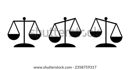 Black weight judicial scale law and unfair judgment icon flat vector design Royalty-Free Stock Photo #2358759317