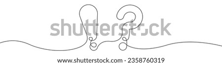 Exclamation mark and question mark vector icon in one continuous line. Linear drawn background of a question sign. Exclamation mark sign vector icon. One line outline of the help mark.