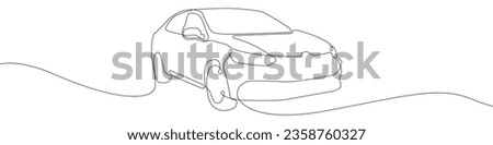 Car vector icon in one continuous line. Linear drawn background of an electric car. Vehicle car auto vector icon. One line outline of the car. Royalty-Free Stock Photo #2358760327