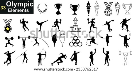 Olympic Sports Vector Illustration, dynamic vector illustration of various Olympic sports icons.for sports enthusiasts, olympic event promotions. Captures the spirit of athleticism and global unity Royalty-Free Stock Photo #2358762517