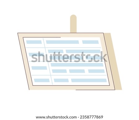 Timetable on display semi flat colour vector object. Flight information. Editable cartoon clip art icon on white background. Simple spot illustration for web graphic design