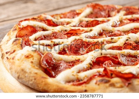 Delicious pepperoni pizza with catupiry cheese.