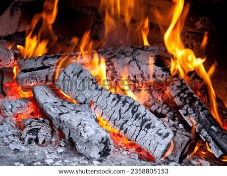 Picture of burning wood in fireplace