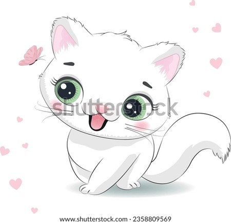 Cute little kitty portrait illustration