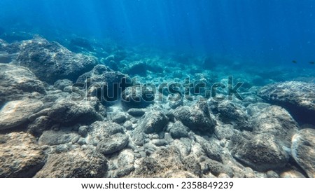 Rocky underwater bed floor - deep blue