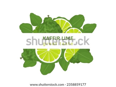 Kaffir lime or bergamot web banner. Horizontal flyer or screen for promotion.