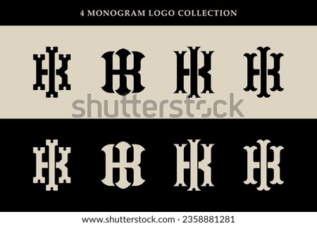 Monogram collection letter IK or KI with interlock, vintage, classic style good for brand, clothing, apparel, streetwear, baseball, basketball, football and etc