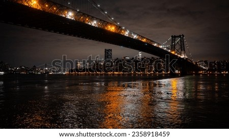 The view of Williamsburg Bridge at night. New York City, USA.