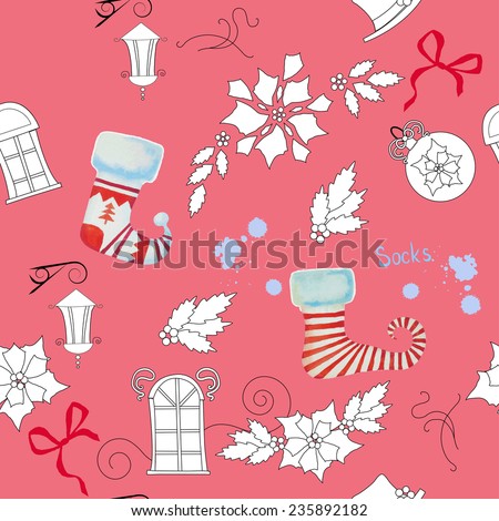 Seamless pattern with Christmas things. Vector illustration