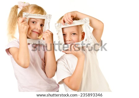 boy and girl isolated on a white background